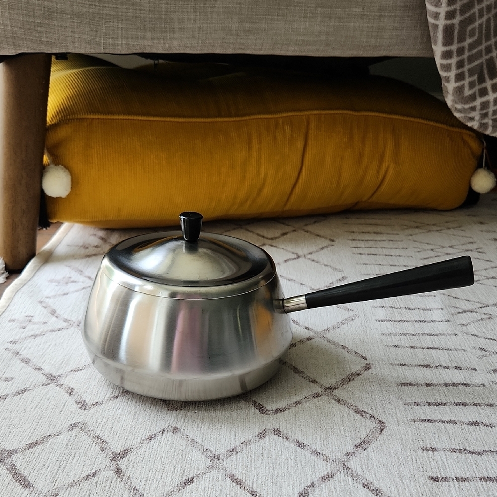Vintage MCM Hankyu Stainless Steel Fondue Pot